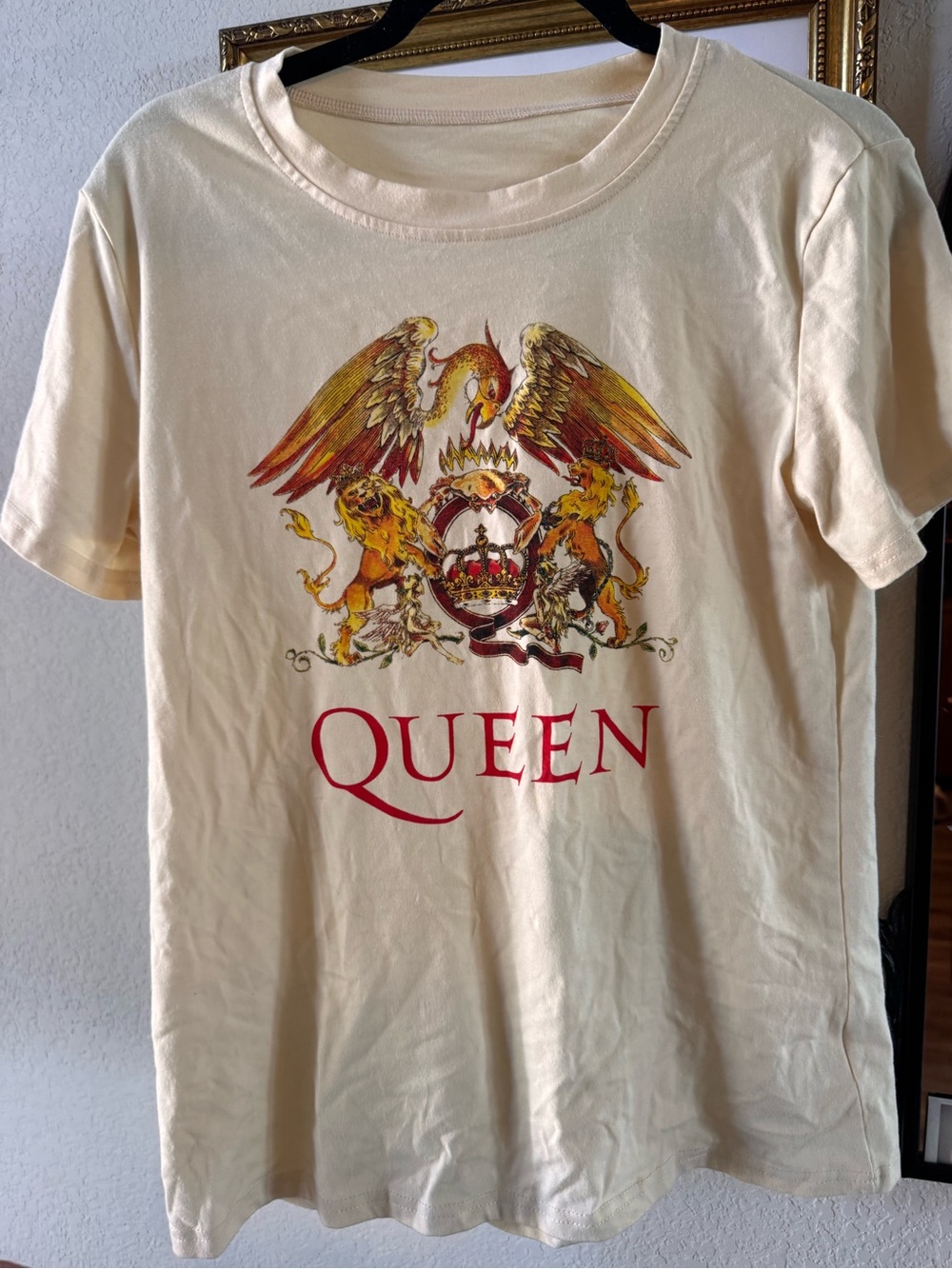 Queen Band Cream Graphic T‑Shirt with Crest